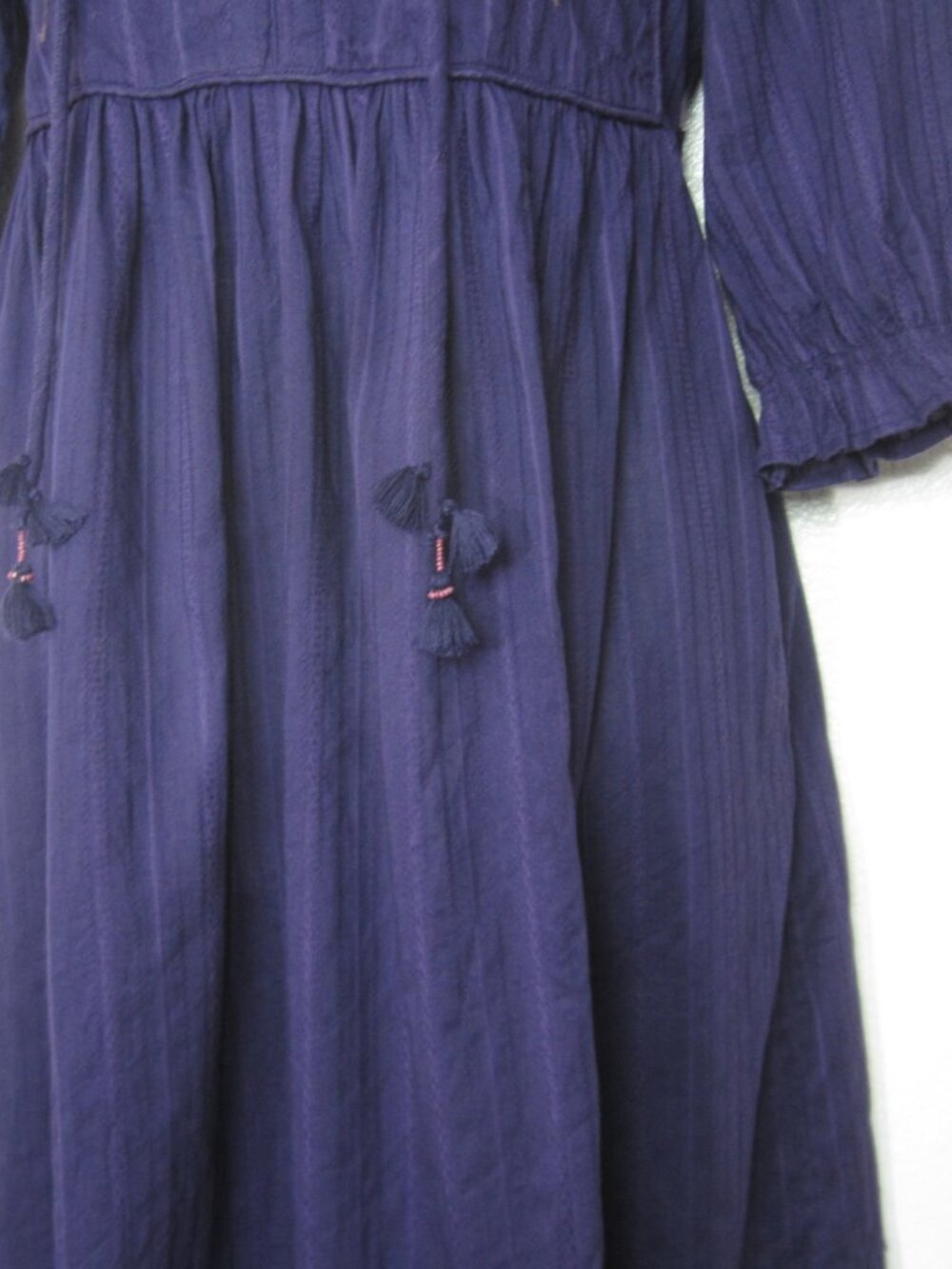 April Cornell Purple Size XS Dress Embroidered 3/4 Short Sleeve Tie Back Belt - Picture 5 of 13